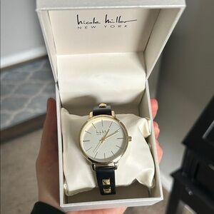 Nicole Miller Black and Gold Watch